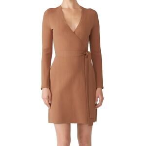 Diane von Furstenberg Walnut Knit Wrap Dress size M $398